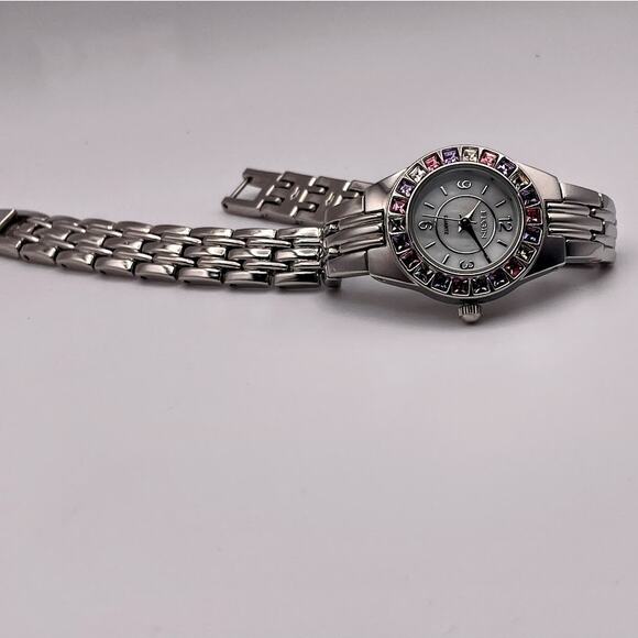 Elgin Women's EG9917ST Quartz Watch, Silver with Multi-Colored Gemstone Bezel - Picture 7 of 9